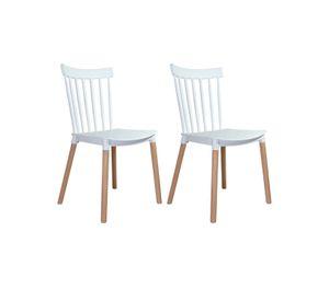 PACK 2 SILLAS WINDSOR DE POLIPROPILENO PARA COMEDOR CON PATAS DE MADERA