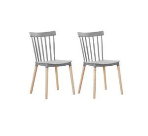 PACK 2 SILLAS WINDSOR DE POLIPROPILENO PARA COMEDOR CON PATAS DE MADERA