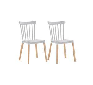 PACK 2 SILLAS WINDSOR DE POLIPROPILENO PARA COMEDOR CON PATAS DE MADERA