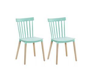 PACK 2 SILLAS WINDSOR DE POLIPROPILENO PARA COMEDOR CON PATAS DE MADERA