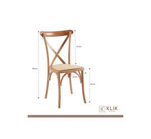 Comedor Mesa Color Madera y Metal Cross 180x90 + 8 Silla Crossback Madera Rattan Natural