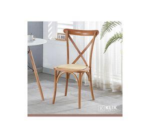 Comedor Mesa Color Madera y Metal Cross 180x90 + 8 Silla Crossback Madera Rattan Natural