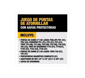 SET DEWALT DT71550-QZ 52 PZAS P-ATORNILLAR +LENTES OSCUROS