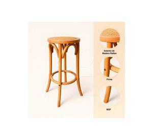 Banco de Diseño Retro en Madera con Asiento Trenzado