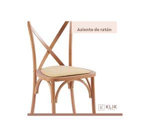 Pack de 4 Sillas Crossback Madera Rattan Natural