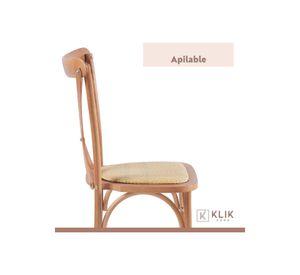 Pack de 4 Sillas Crossback Madera Rattan Natural