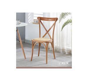 Pack de 4 Sillas Crossback Madera Rattan Natural