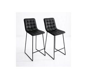 Pack de 2 Taburetes Milano Cuero Sintetico con Patas Metálicas Estilo Industrial