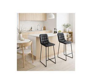 Pack de 2 Taburetes Milano Cuero Sintetico con Patas Metálicas Estilo Industrial