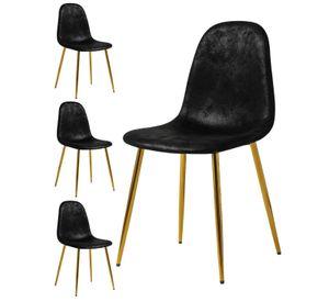 SILLA MURCIA DORADA PARA COMEDOR DE GAMUZA - 4 UNIDADES