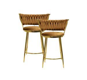 TABURETE FIJO DORADO O SILLA DE BAR 66 CM QUEEN - 2 UNID