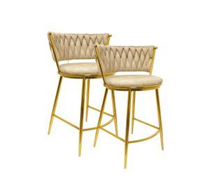 TABURETE FIJO DORADO O SILLA DE BAR 66 CM QUEEN - 2 UNID