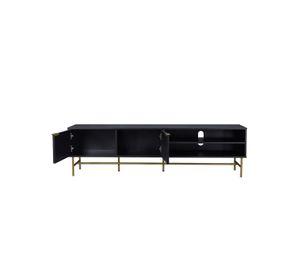 Rack TV  Queens Relan Estilo Madera Roble Negra Diseño Acanalado Con Puertas y Estantes 180 Cm