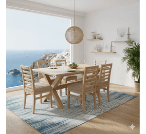 Comedor 6 Sillas Cruz Venecia Tapiz Beige