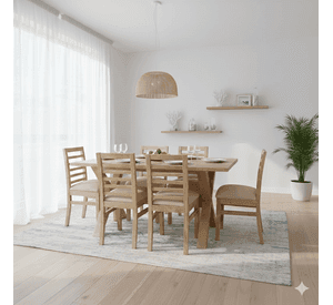 Comedor 6 Sillas Cruz Venecia Tapiz Beige