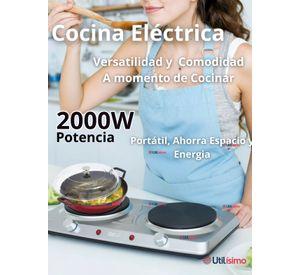 Cocina Eléctrica Portátil 2 Platos de Acero Inoxidable 2000W de Potencia