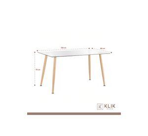 Comedor Mesa de Vidrio Rectangular 120x80 + 6 Sillas Eames Blancas