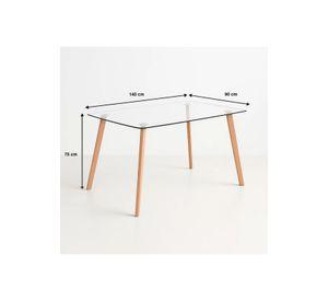 Mesa de Comedor Vidrio Rectangular Nórdica 140x90 cm