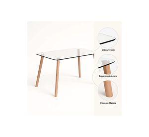 Mesa de Comedor Vidrio Rectangular Nórdica 140x90 cm