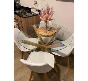 COMEDOR VIDRIO 120 CM CROSS REDONDO - 4 PUESTOS