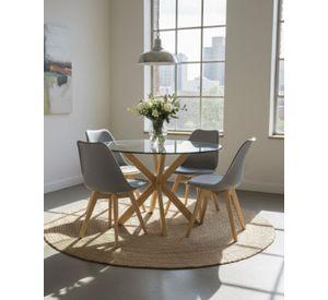 COMEDOR VIDRIO 120 CM CROSS REDONDO - 4 PUESTOS