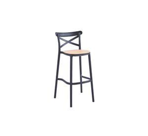 Taburete Crossback Danubio Piso de Bar o Terraza Exterior - Negro