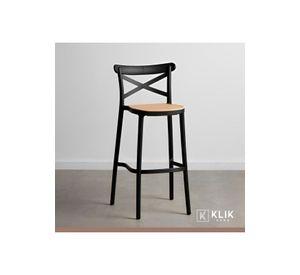 Taburete Crossback Danubio Piso de Bar o Terraza Exterior - Negro