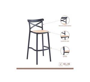 Taburete Crossback Danubio Piso de Bar o Terraza Exterior - Negro