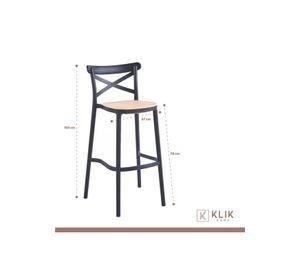 Taburete Crossback Danubio Piso de Bar o Terraza Exterior - Negro