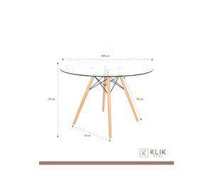 Comedor Mesa Eames 100cm redonda vidrio + 4 Sillas Dining Liana Acolchadas - Negras