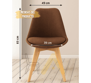 SILLA PARA COMEDOR TULIP ASIENTO ACOLCHADO TAPIZADO EN LINO