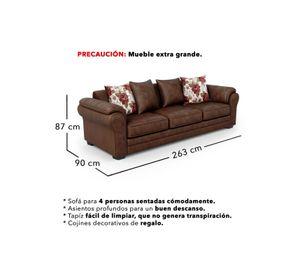 Sofá 4 Cuerpos XL Con Resorte Estructural Grandón Envejecido