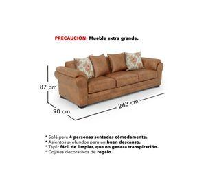 Sofá 4 Cuerpos XL Con Resorte Estructural Grandón Envejecido