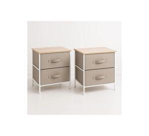 Pack de 2 Veladores con Cajones de Tela - Gris