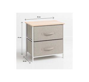 Pack de 2 Veladores con Cajones de Tela - Gris
