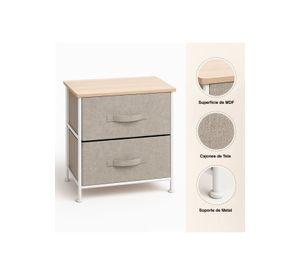 Pack de 2 Veladores con Cajones de Tela - Gris
