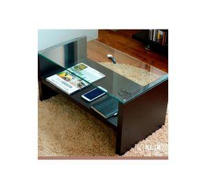 Mesa de centro moderna madera walnut wood vidrio