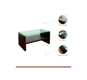 Mesa de centro moderna madera walnut wood vidrio