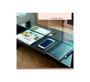 Mesa de centro moderna madera walnut wood vidrio