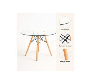 Mesa de Comedor Eames 100cm redonda vidrio