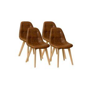 PACK 4 SILLAS CAPITONE TAPIZADA GAMUZA ESTRUCTURA MADERA