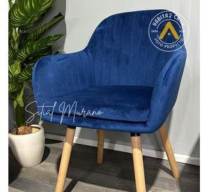 Silla Poltrona Sitial Terciopelo Murano - Azul