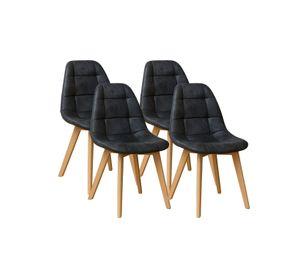 PACK 4 SILLAS CAPITONE TAPIZADA GAMUZA ESTRUCTURA MADERA