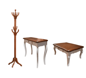Combo Arrimo y Mesa de centro Normando Perchero Blanco Miel
