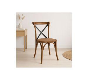 Silla Crossback Madera Rattan - Café Vintage