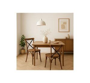 Silla Crossback Madera Rattan - Café Vintage