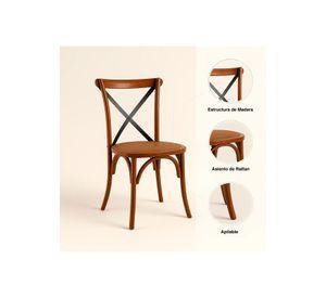 Silla Crossback Madera Rattan - Café Vintage
