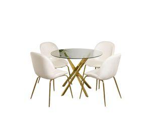 JUEGO DE COMEDOR 4 PUESTOS DUBAI BERLIN GOLD 100 CM