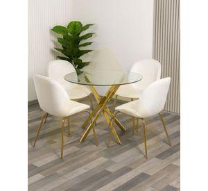 JUEGO DE COMEDOR 4 PUESTOS DUBAI BERLIN GOLD 100 CM