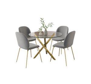 JUEGO DE COMEDOR 4 PUESTOS DUBAI BERLIN GOLD 100 CM